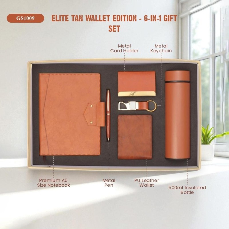 Elite Tan Wallet Edition – 6-in-1 Gift Set