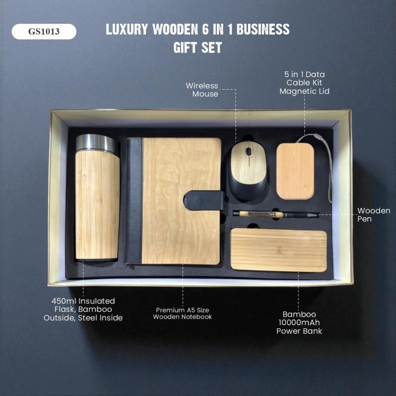 Luxury Wooden 6 in 1 Business Gift Set