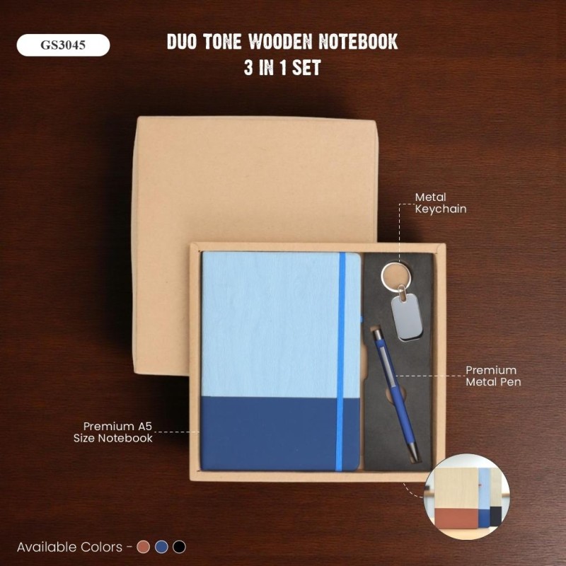 Duo Tone Wooden Notebook 3 in 1 Set