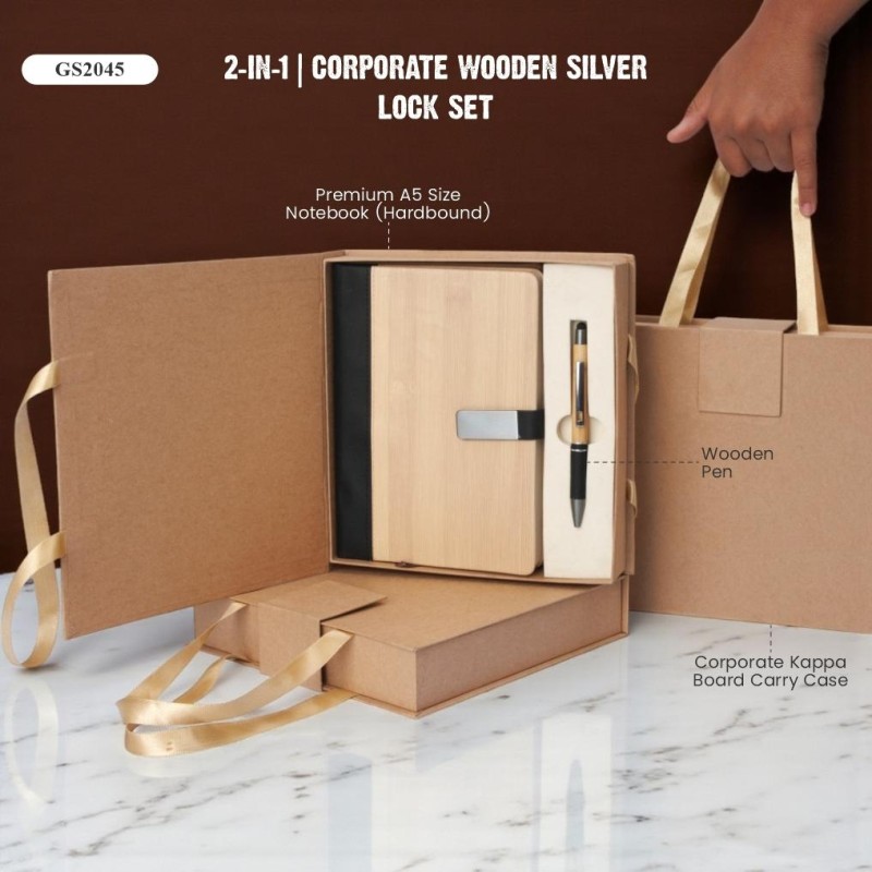 2-in-1 | Corporate Wooden Silver Lock Set