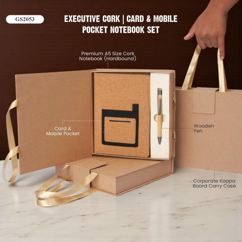 Exective Cork | Card & Mobile Pocket Notebook Set