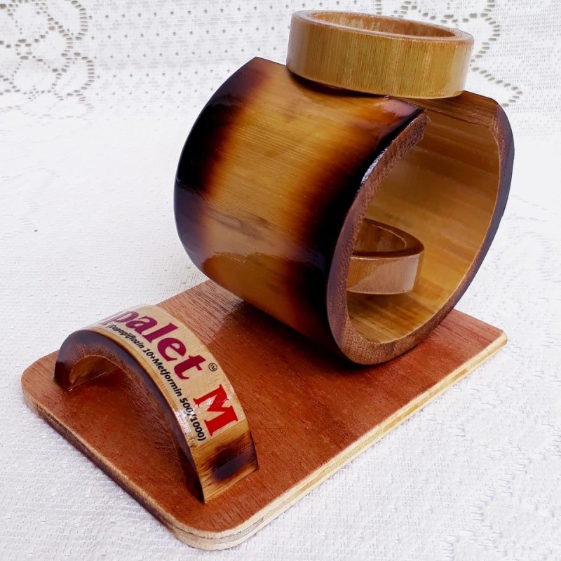 Bamboo Pen Stand with Mobile Holder
