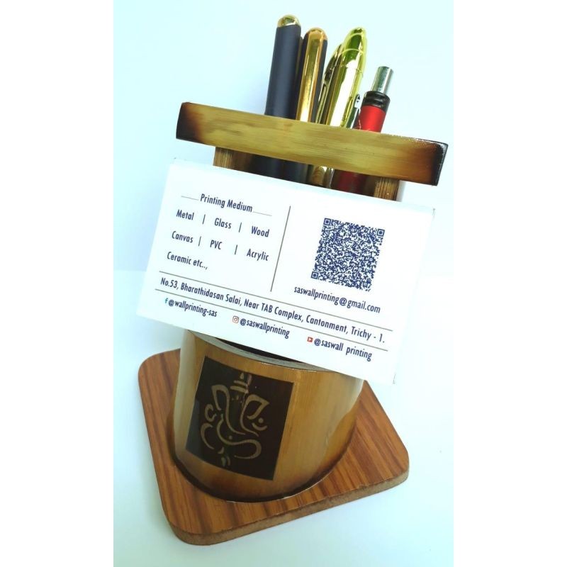 Bamboo Pen Stand with Mobile Holder