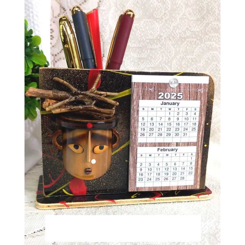 PENSTAND WITH CALENDAR (HAND PAINTED BACKGROUND)